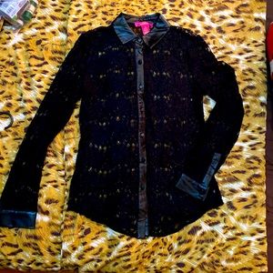 See Through black long sleeve top